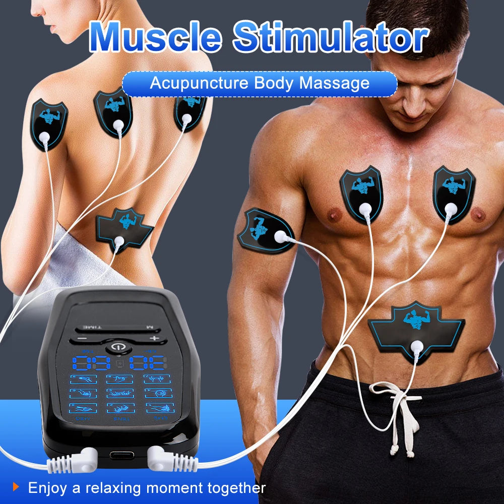 Physiotherapy TENS Muscle Stimulator Electric EMS Acupuncture Digital Body Massage Therapy Slimming Electro Stimulator Machine for Pain Relief and Muscle Recovery