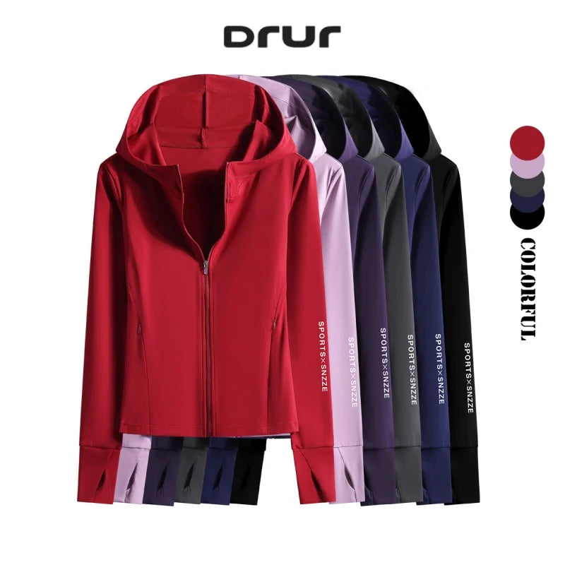 Long Sleeve Yoga Jacket – Quick Dry Windproof Nylon Workout Top with Pockets