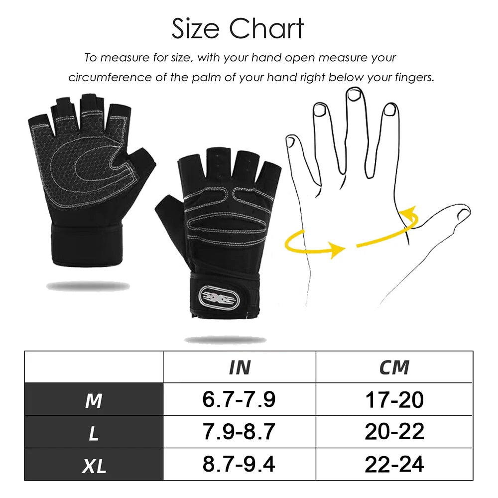Workout Gloves – Half Finger with Wrist Wrap, Ideal for Weight Lifting, Training, Gym & Cycling