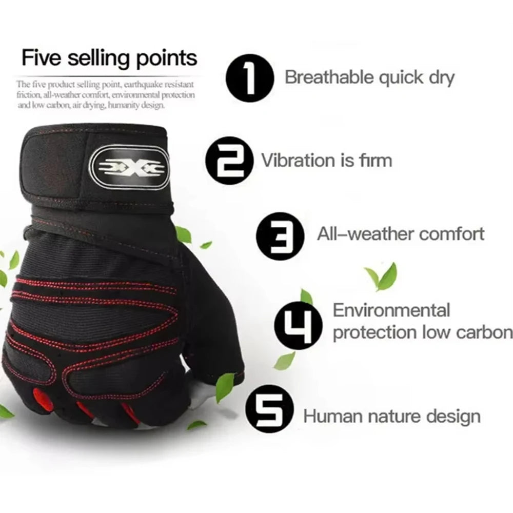 Workout Gloves – Half Finger with Wrist Wrap, Ideal for Weight Lifting, Training, Gym & Cycling