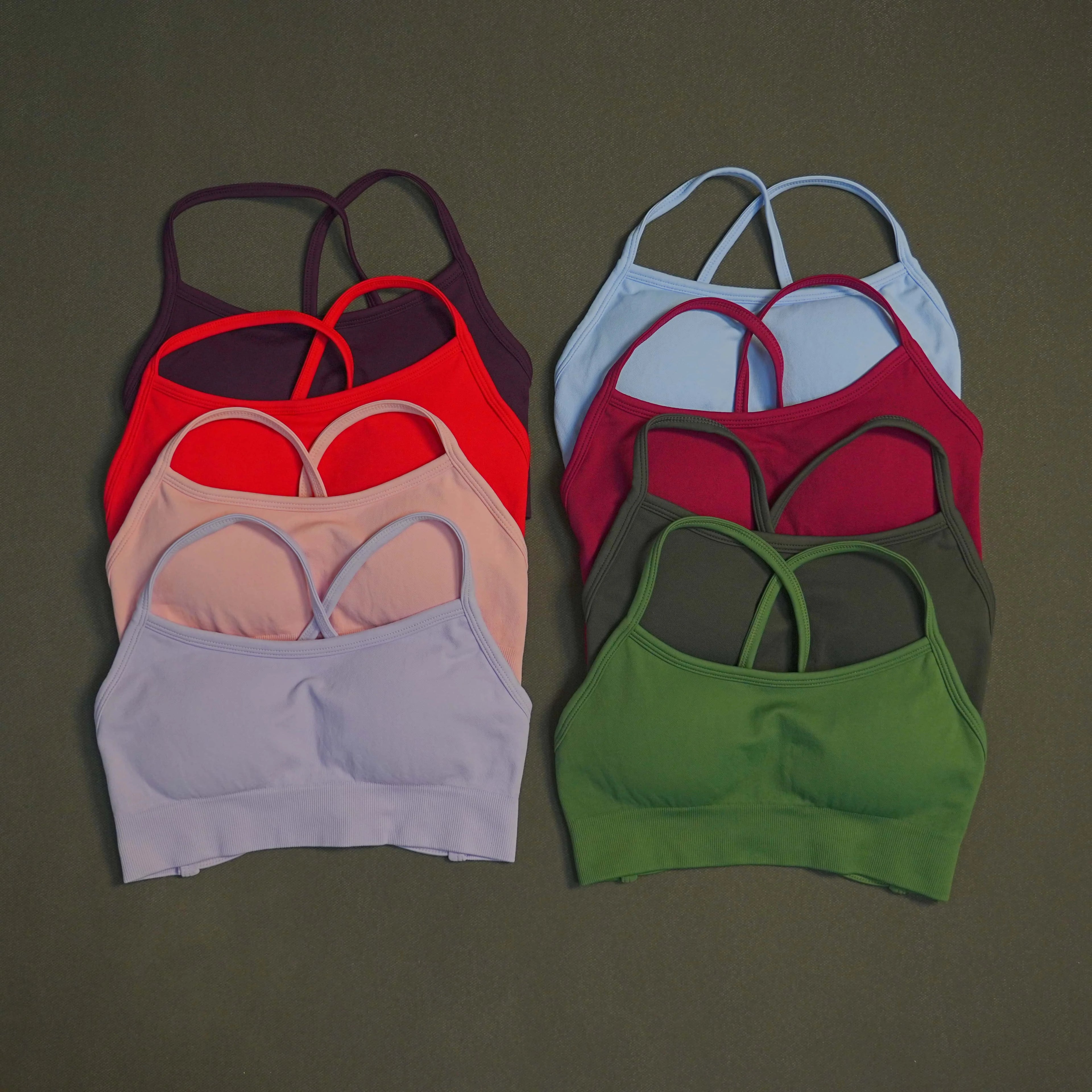 Women’s Seamless Sports Bra Camisole – High Stretch Nylon Yoga Crop Top