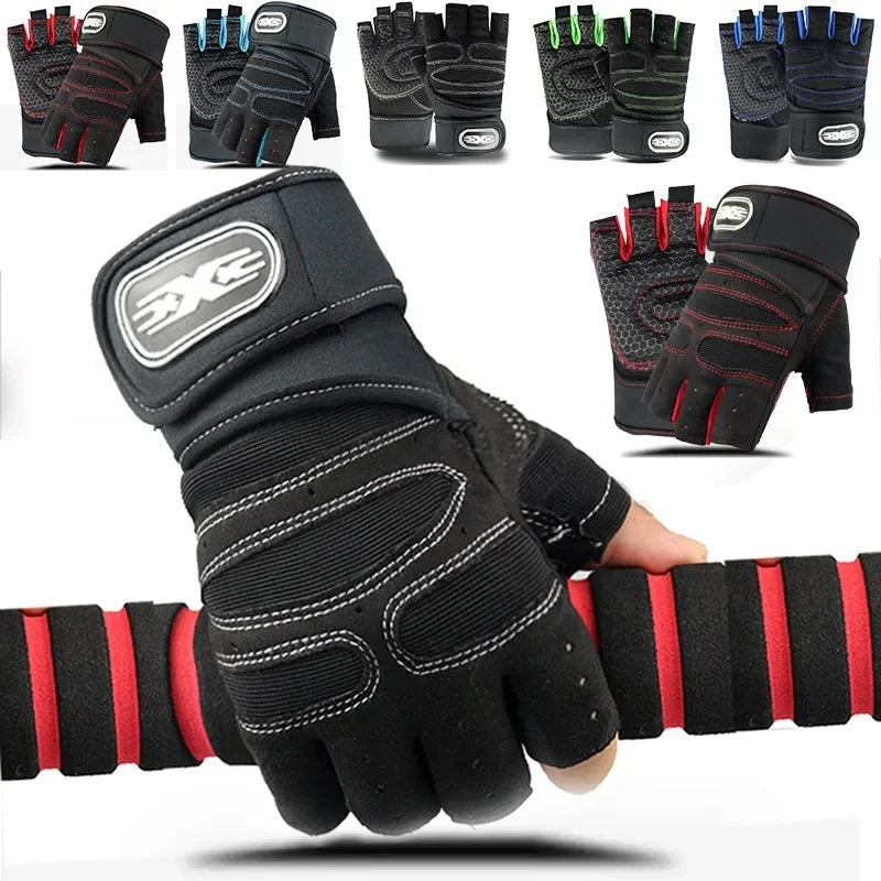 Gloves for Men & Women – Fingerless Long Wrist Support Gloves for Fitness, Gym and Training Workouts