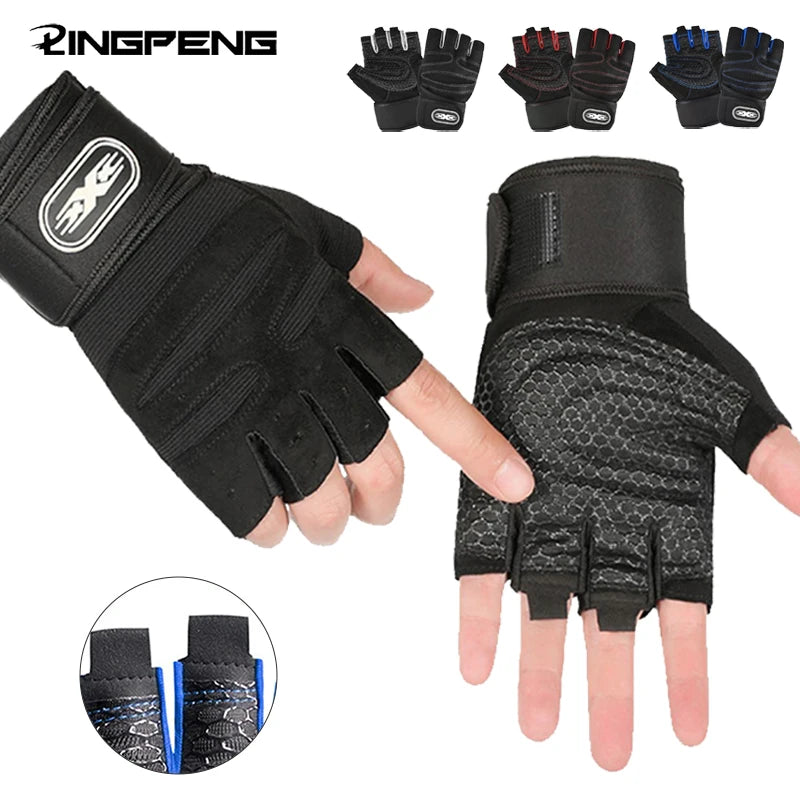 Workout Gloves – Half Finger with Wrist Wrap, Ideal for Weight Lifting, Training, Gym & Cycling