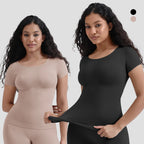 One Piece Women's Short Sleeve Seamless Body Shaper - Elastic Tummy Control Shapewear