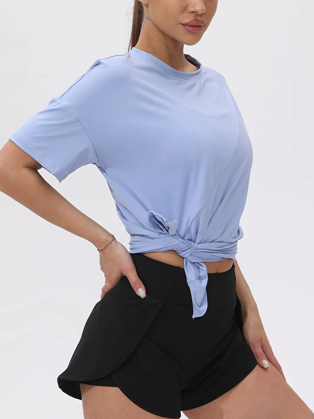 Oversized Workout Short - Sleeve TShirt with Asymmetric Hem -
