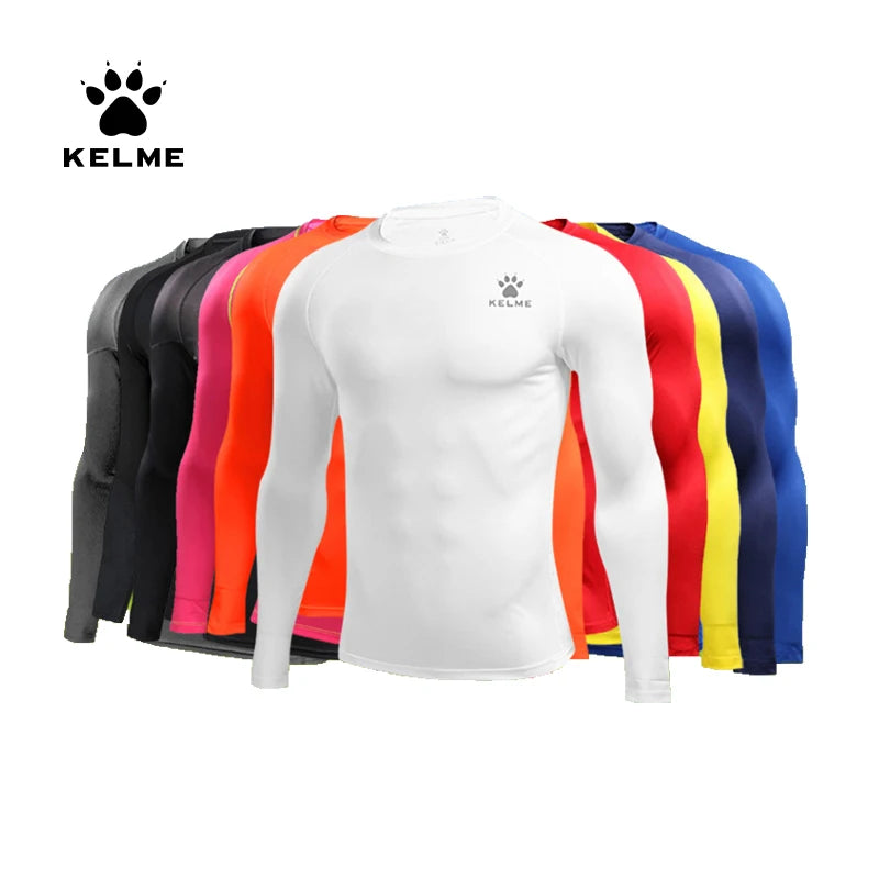 KELME Men's Compression Running T-Shirt Long Sleeve – Workout Fitness Shirt