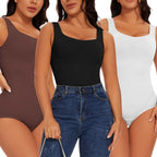 Women's Wide Strap Tummy Control Shapewear Bodysuit – Comfortable, Non-Slip Fitness Wear