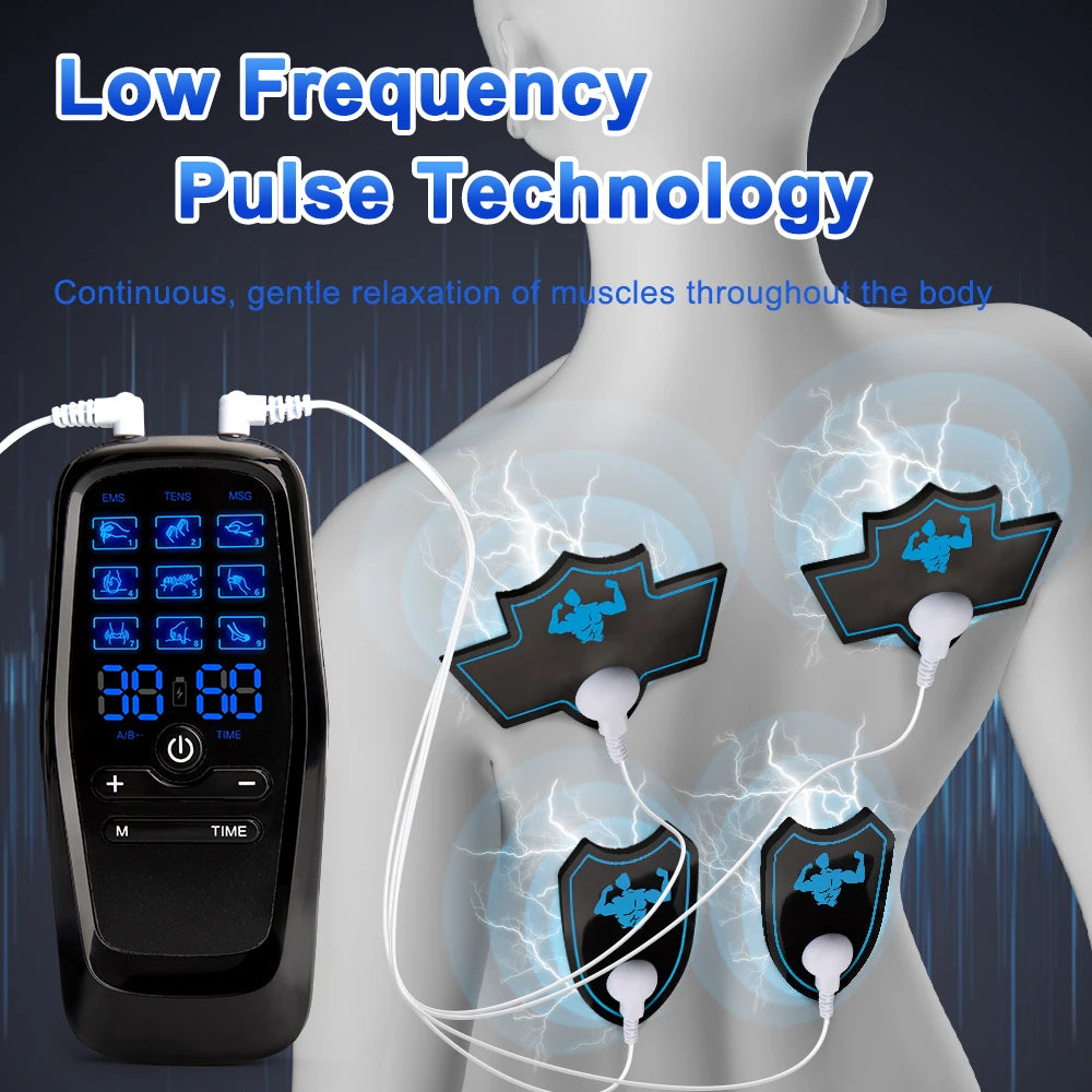 Physiotherapy TENS Muscle Stimulator Electric EMS Acupuncture Digital Body Massage Therapy Slimming Electro Stimulator Machine for Pain Relief and Muscle Recovery