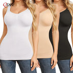Qtree Women's Tummy Control Shapewear 2-in-1 Vest with Padded Bra, High Elastic Stretch Body Shaper