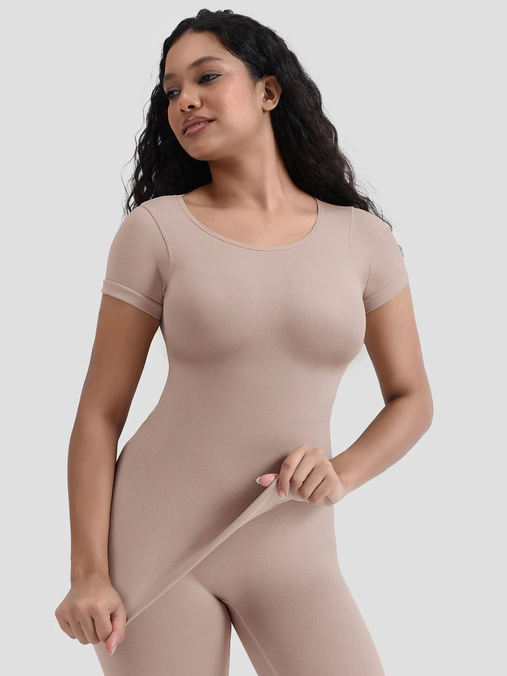 One Piece Women's Short Sleeve Seamless Body Shaper - Elastic Tummy Control Shapewear