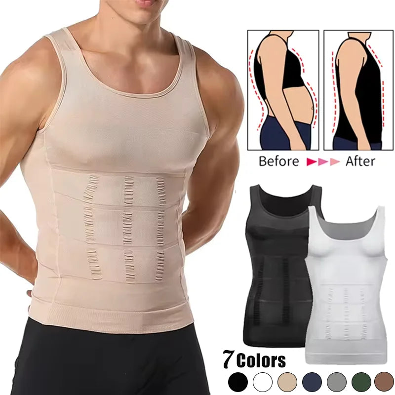 Men's Slimming Body Shaper Vest Shirt – Abs & Abdomen Compression Tank Top