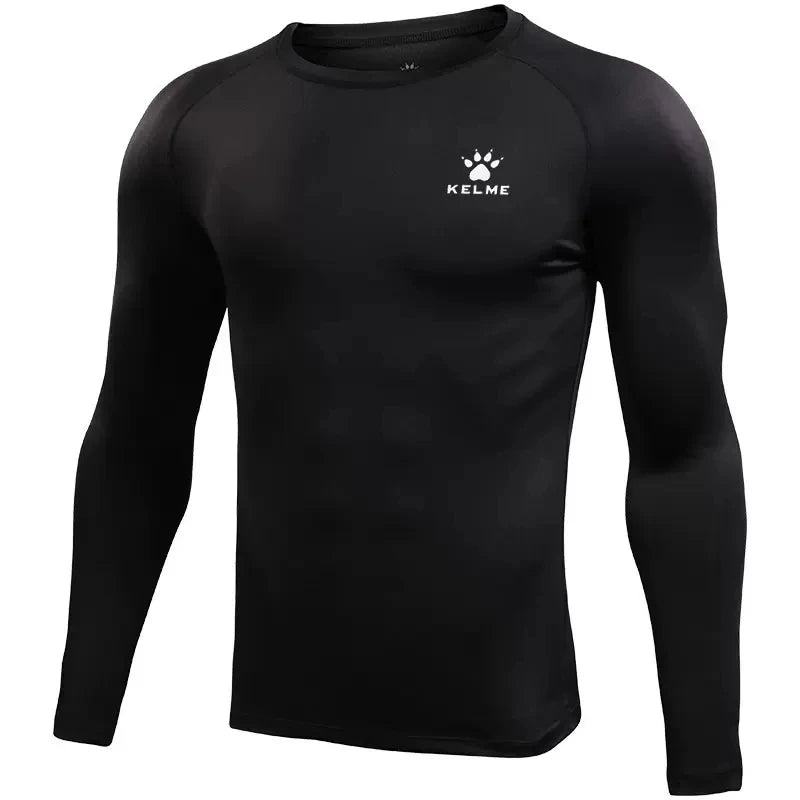 KELME Men's Compression Running T-Shirt Long Sleeve – Workout Fitness Shirt