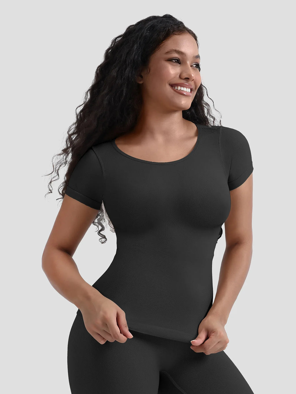 One Piece Women's Short Sleeve Seamless Body Shaper - Elastic Tummy Control Shapewear