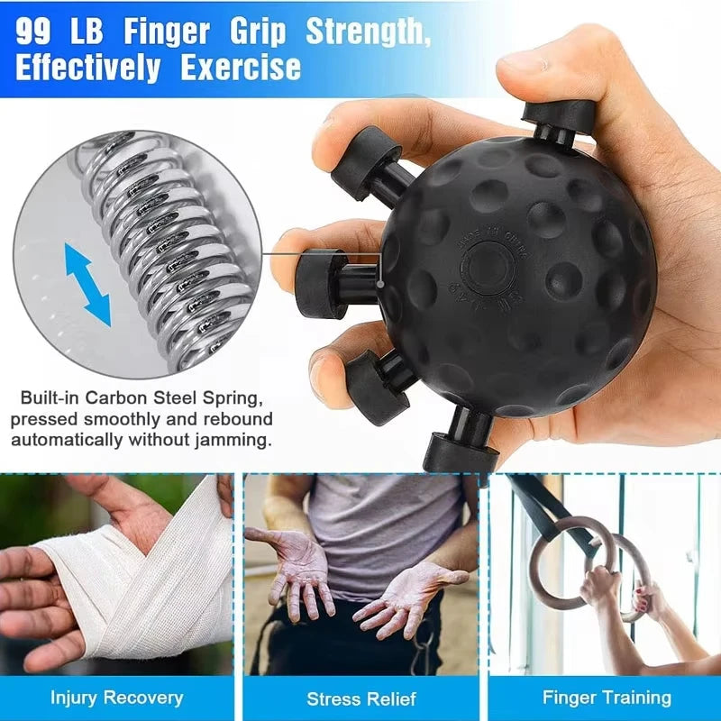Five-Finger Trainer with Grip Ball – Portable Finger Exerciser for Hand Strength, Finger Rehabilitation, and Wrist Grip Training