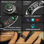 Smart Ring with Touch Display, Wireless Charging, 5 ATM Waterproof, Health Manager for Men & Women