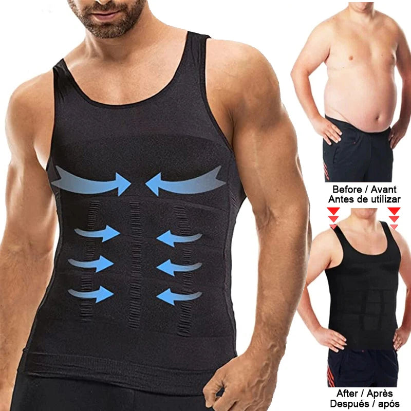 Men's Slimming Body Shaper Vest Shirt – Abs & Abdomen Compression Tank Top