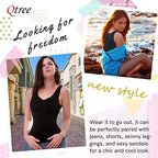 Qtree Women's Tummy Control Shapewear 2-in-1 Vest with Padded Bra, High Elastic Stretch Body Shaper