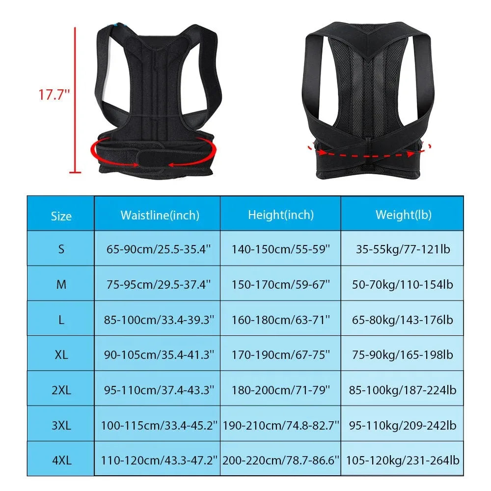 Upper Back Posture Corrector Clavicle Support Brace Strap for Straightening Shoulders and Improving Posture