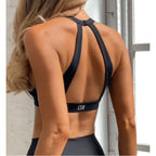 Women’s Nylon Sports Bra with Chest Pad – Elastic Crop Top for Yoga, Pilates & Gym