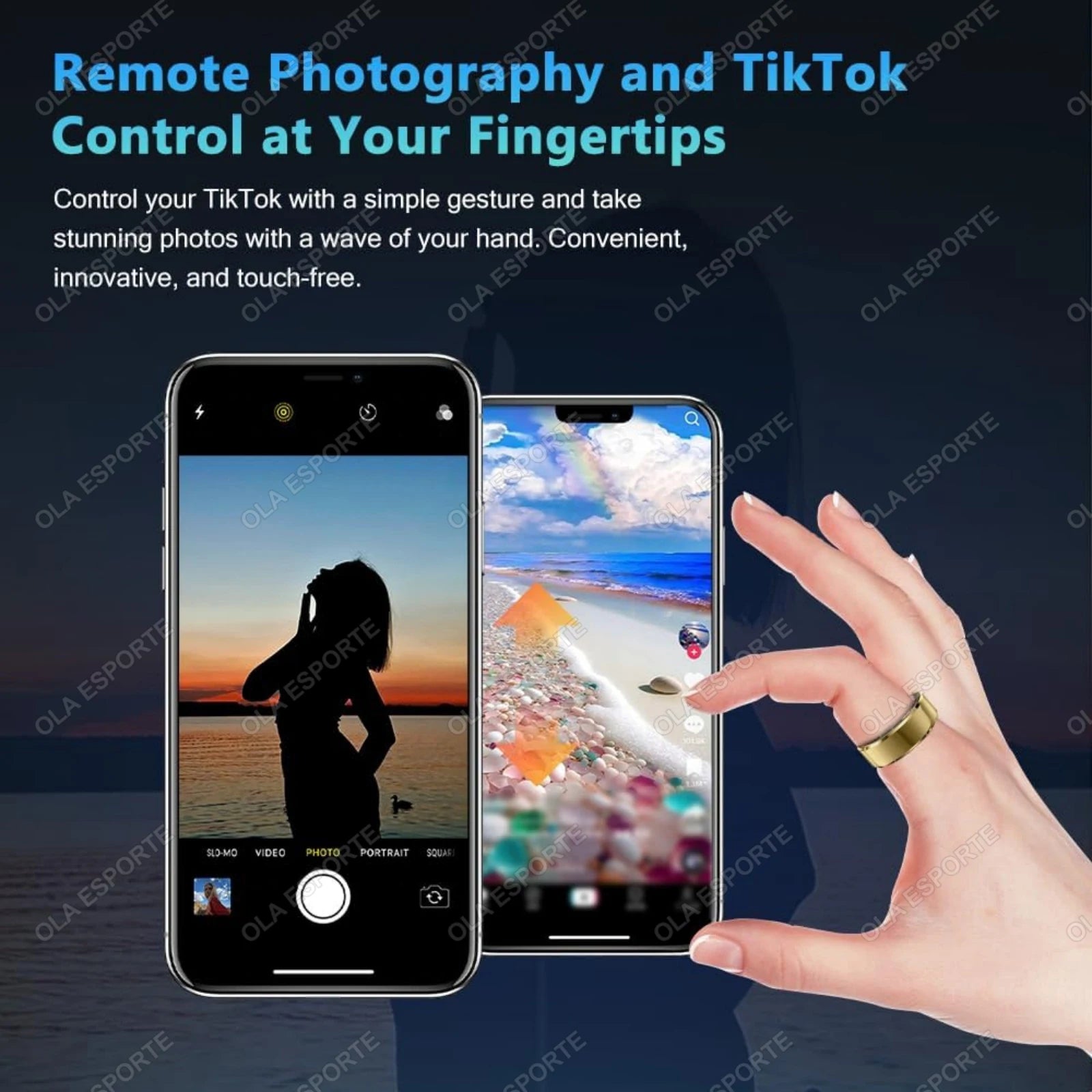 Smart Ring with Blood Pressure, Heart Rate & Sleep Monitoring, IP68 & 5ATM Waterproof, Multi-Sport Mode – Smart Ring for Men & Women