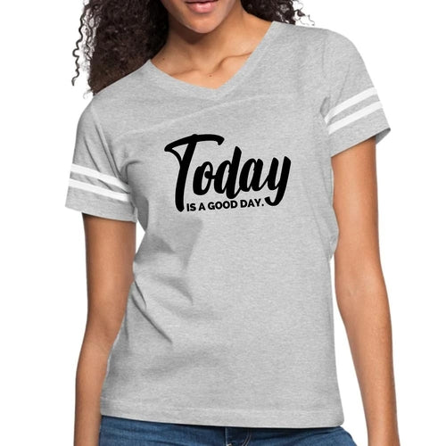 Womens Vintage Sport Graphic T-shirt - Today is a Good Day Black